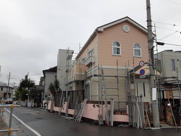 埼玉県さいたま市北区　N様邸　外壁塗装　足場組み立て　メッシュシート (1)