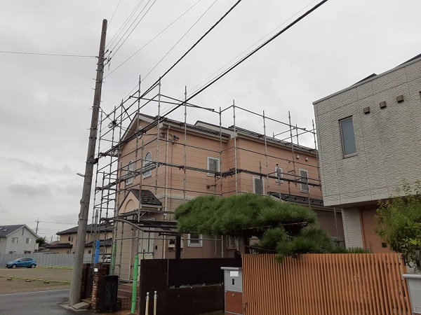 埼玉県さいたま市北区　N様邸　外壁塗装　足場組み立て　メッシュシート (2)