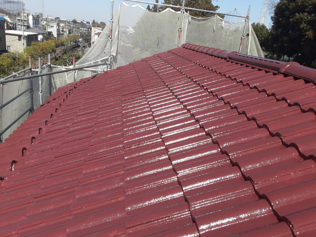 埼玉県さいたま市緑区　S様邸　外壁塗装　屋根塗装 中塗り　3度塗りの必要性　屋根の中塗り