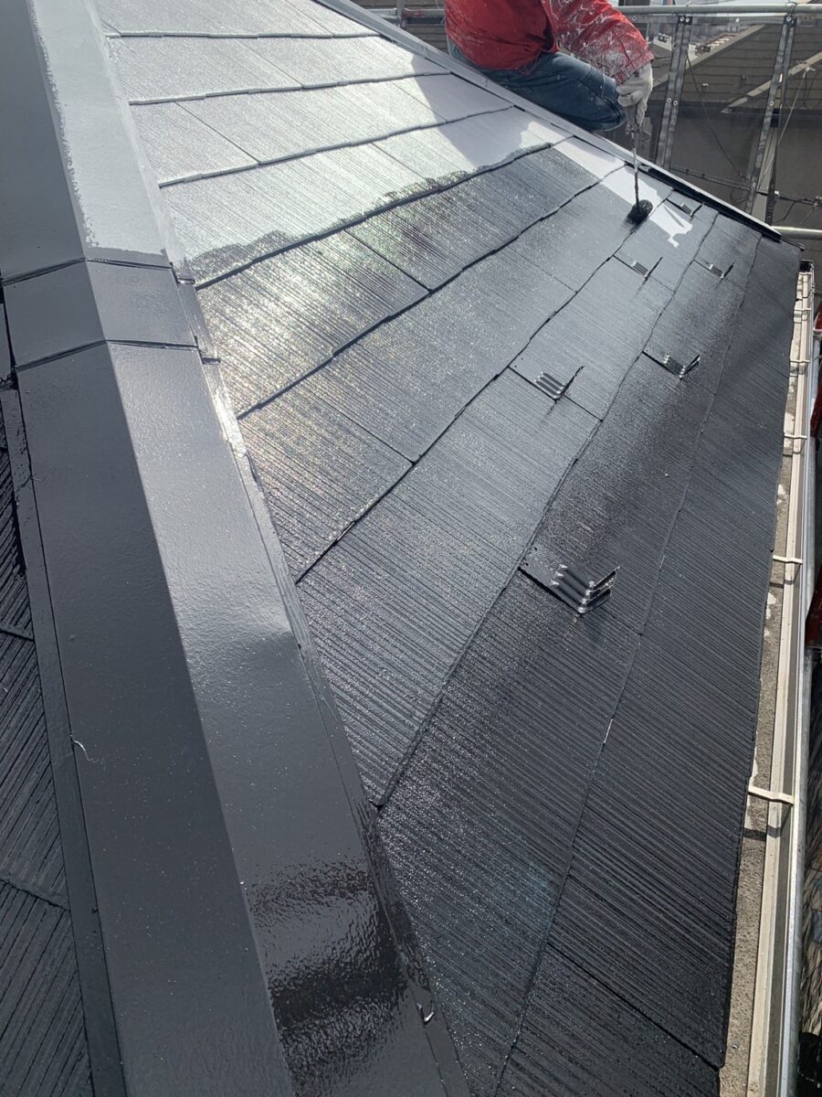 埼玉県さいたま市S様邸　鉄部の錆止め・塗装作業・屋根の中塗り・外壁のダメ込み