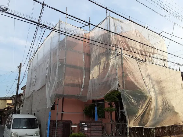 埼玉県さいたま市岩槻区 K様邸 屋根塗装・外壁塗装 足場組み立て クサビ足場 (2)